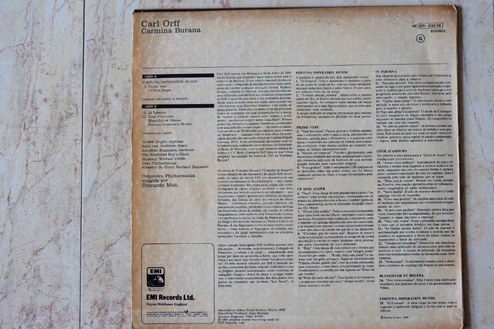 LP disco de vinil carmina LP disco de vinil Carmina Burana