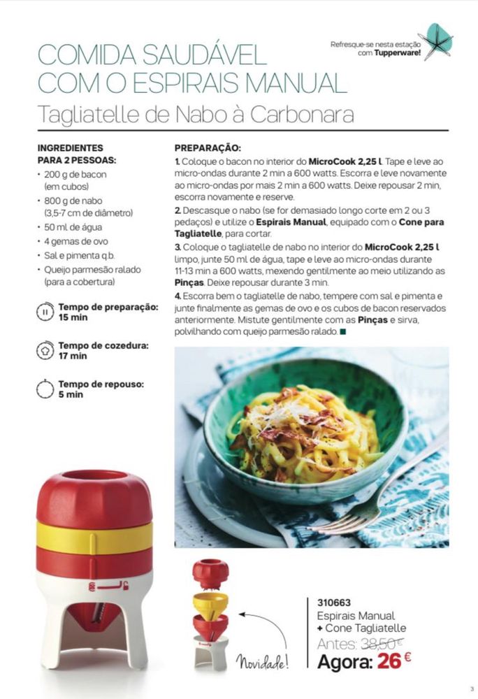 Espirilizador Manual da Tupperware + Cone Tagiatelle - Super Promocao