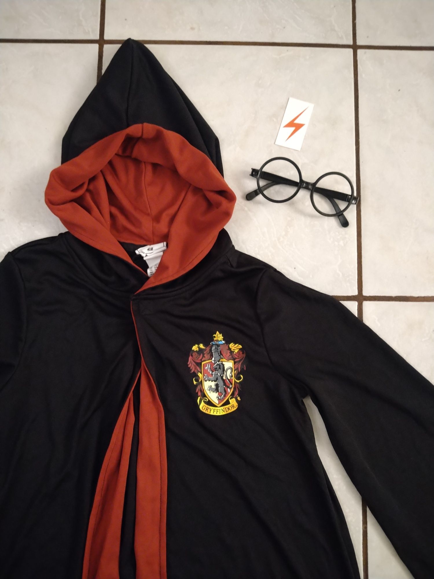 Strój peleryna Harry Potter okulary i tatuaż H&M 122/128