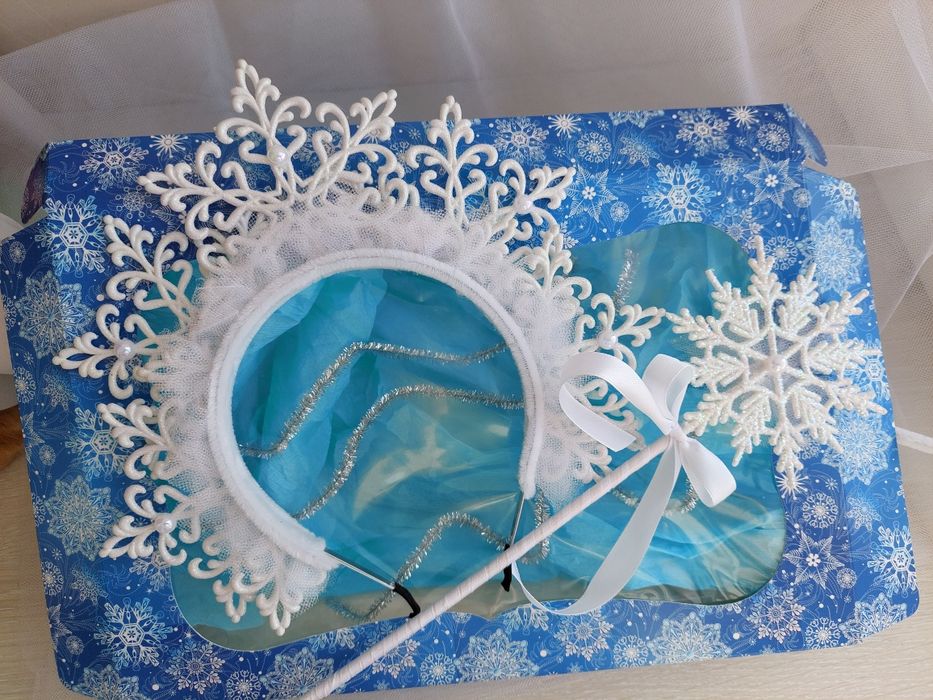 Обруч сніжинка ободок снежинка корона новорічна прикраса