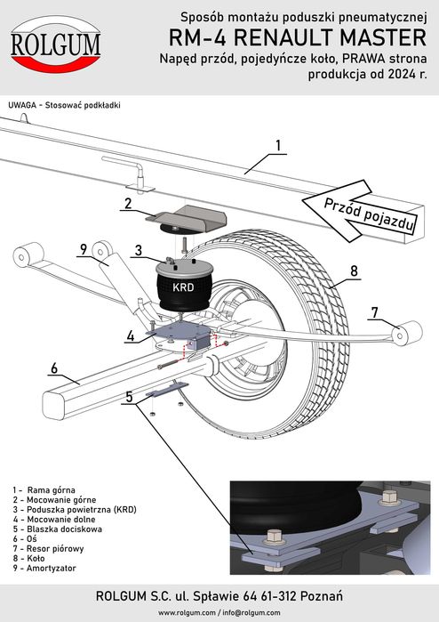 Poduszki pneumatyczne Renault Master  od X 24r.  RM-4 KRD-1