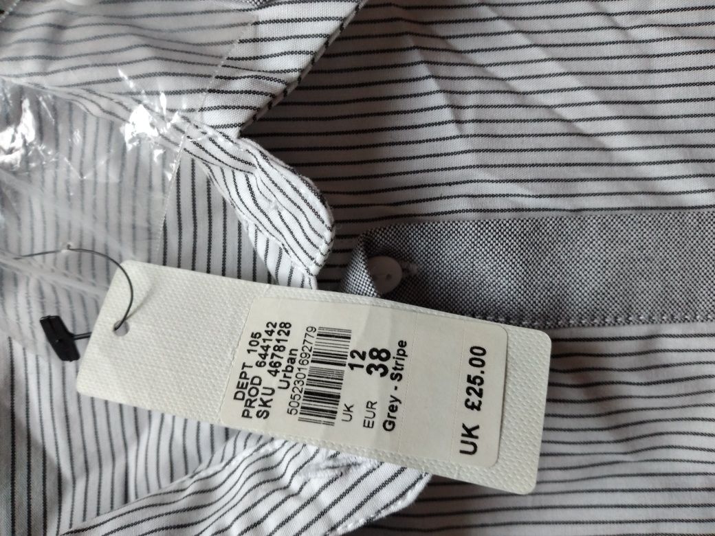 nowa River Island 38 ( S M ) szara paski koszula bluzka koszulowa