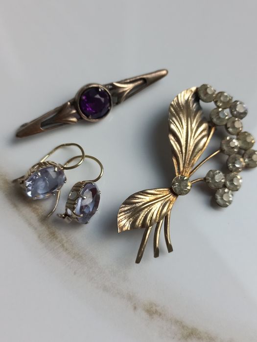 Серьги, броши серебро 875пр звезда