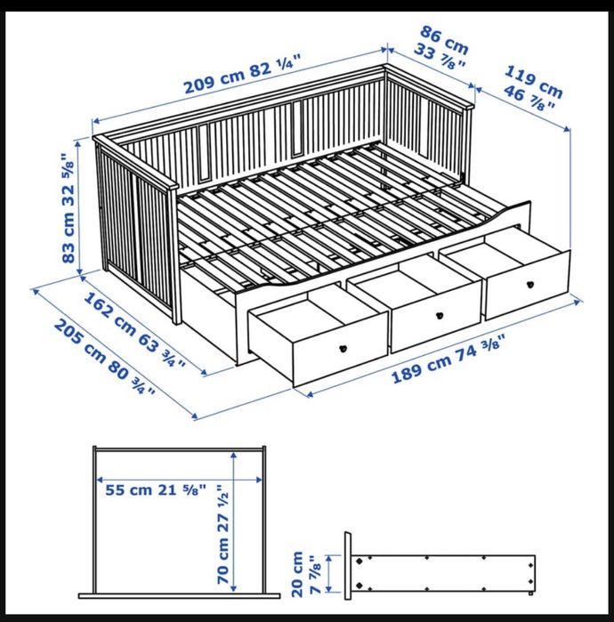 Cama dupla de abrir Hemnes
