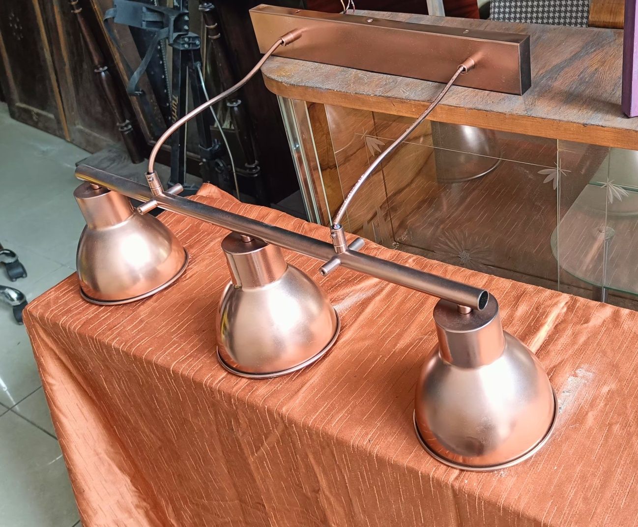 Lampa wisząca żyrandol loft w kolorze miedzianym