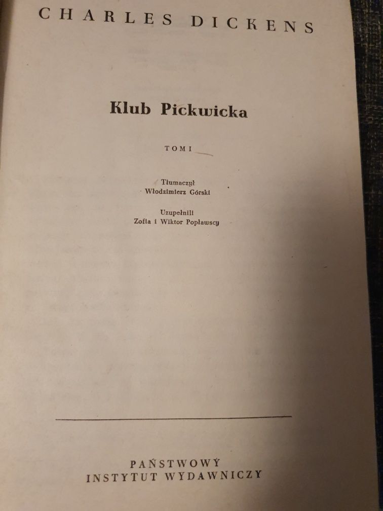 Klub Pickwicka 1 i 2 Karol Dickens 2 tomy