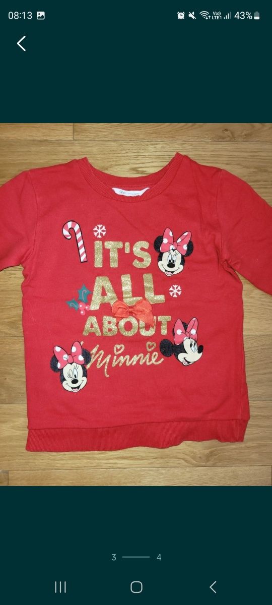 Bluza Myszka Minnie 110/116 H&M święta brokat