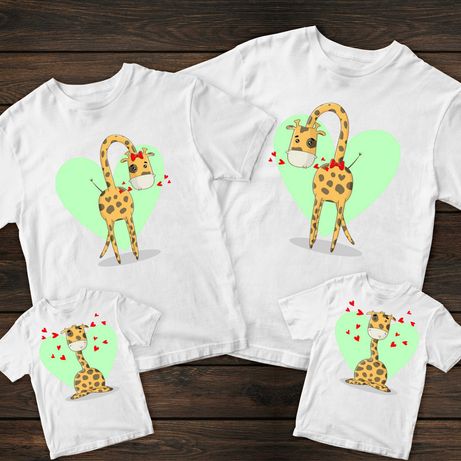 Family Look. Сімейні футболки бавовна з dtf принтом Жирафи