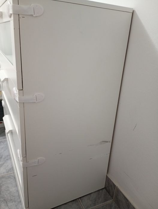Cómoda c/3 gavetas, branco/vidro fosco, 80x95x46 cm