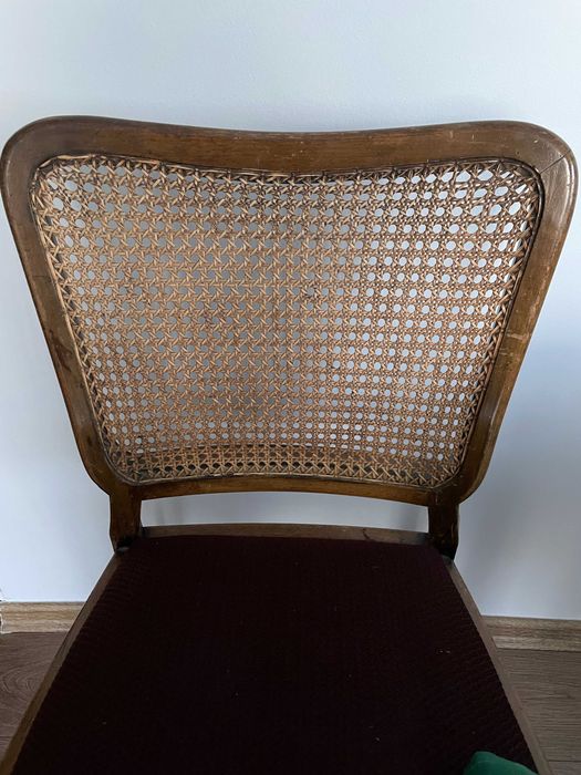 4 krzesła tapicerowane z rafią! Stylowe krzesła vintage!