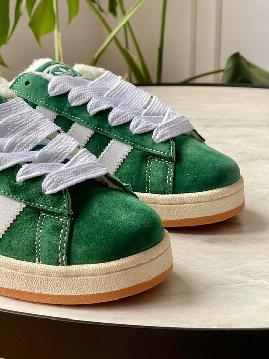 ЗНИЖКА! 40(25,5) Adidas Campus Green Fur зимові замшеві адідас кампус