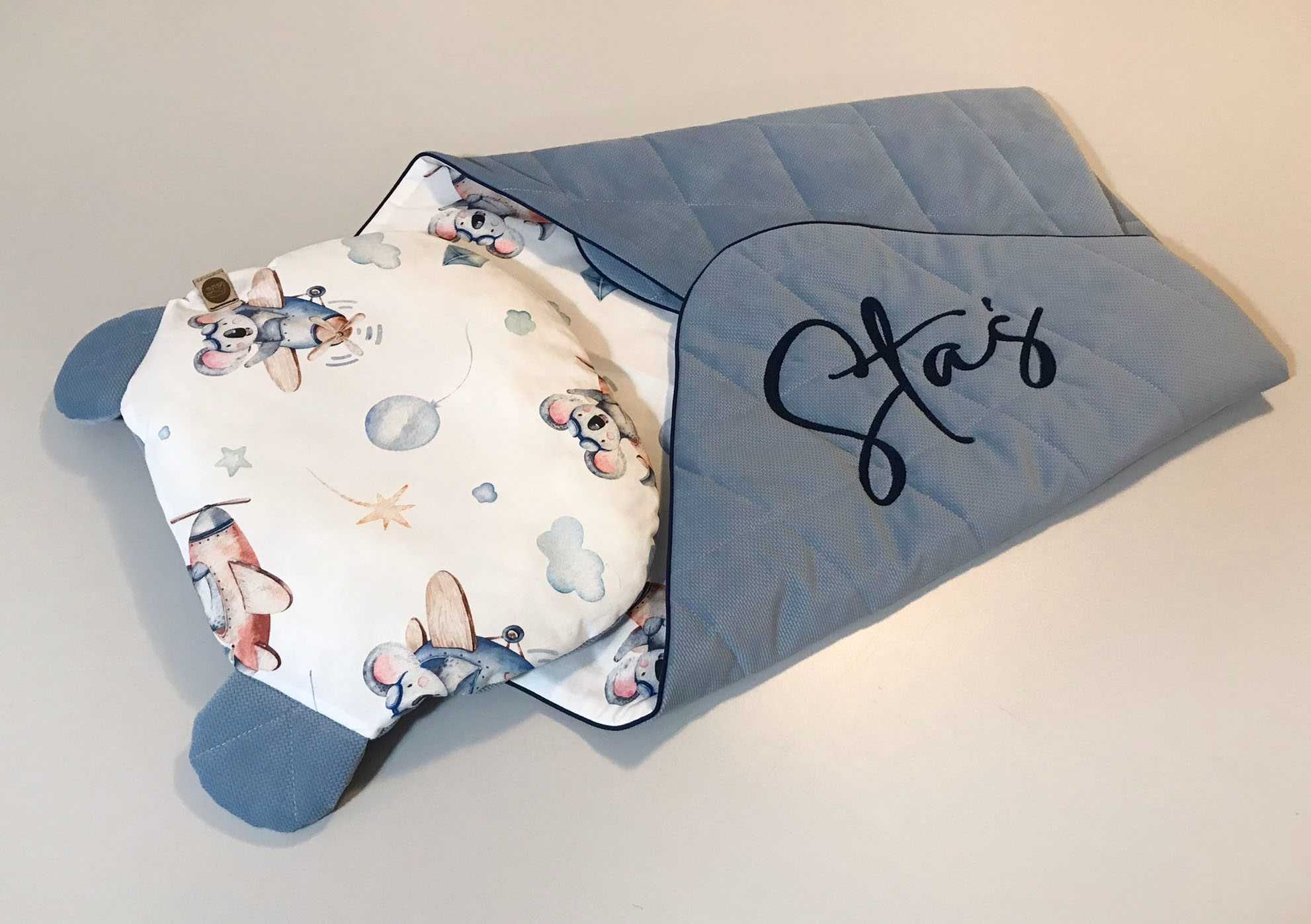 Personalizowany zestaw dla dzieci - koc+poduszka
