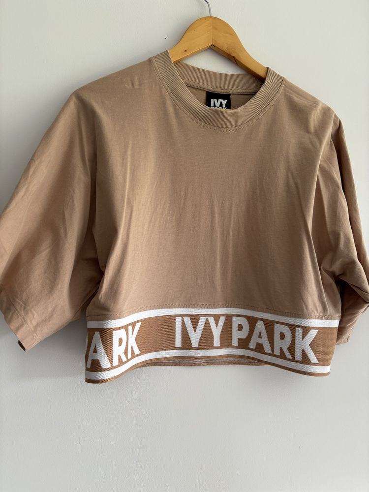 Ivy Park beżowy crop top  oversize bluza XS