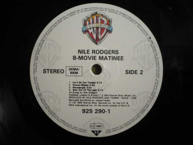 Płyta winylowa Nile Rodgers B-movie matinee.1985 rok