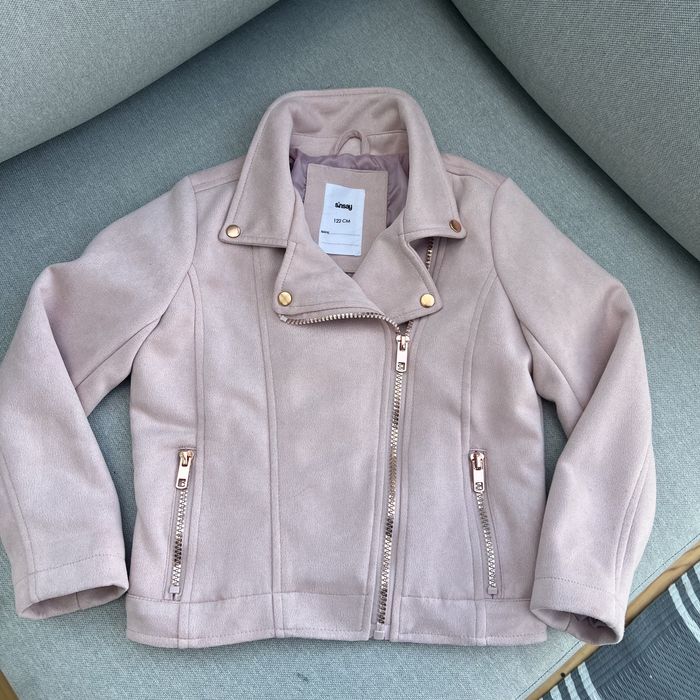 Набір куртка зимова та косуха дитяча, байкерська куртка 116-122см