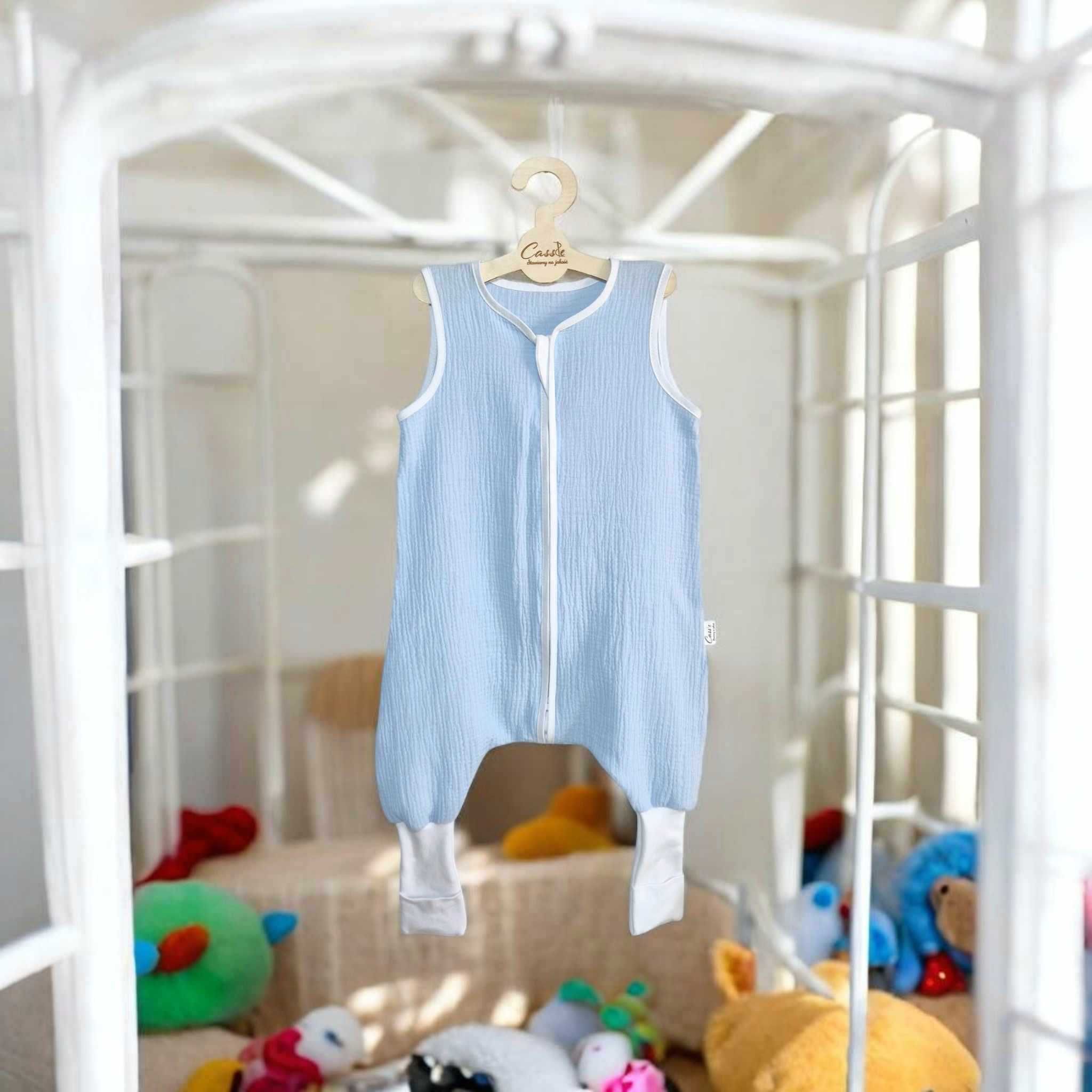 MUŚLINOWY Śpiworek z nogawkami SK  skarpety 0,5 tog r 80-86 Baby blue