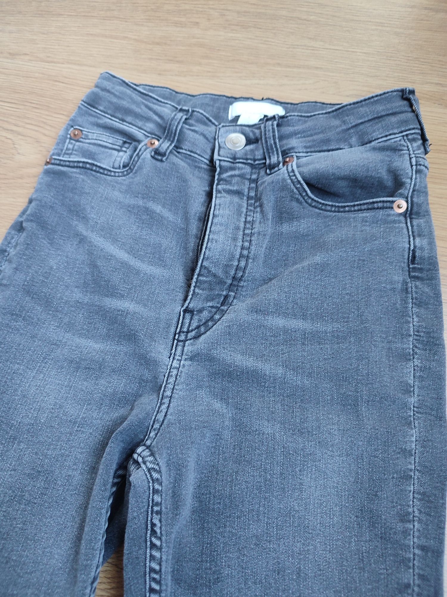 Jeansy damskie skinny rurki high waist wysoki stan szare r. 34 h&m