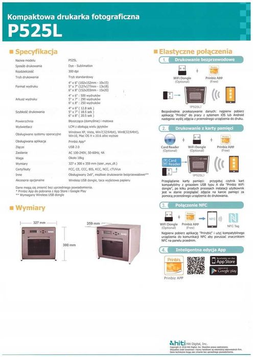 Drukarka Termosublimacyjna HiTi P525L Najszybsza NOWY ZESTAW + PAPIER