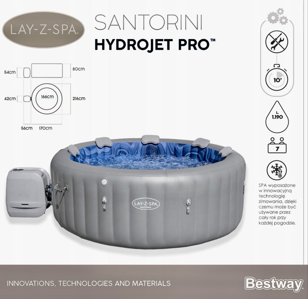Jacuzzi Santorini do 7 osob gratis odkurzacz, chemia, mata i wiele