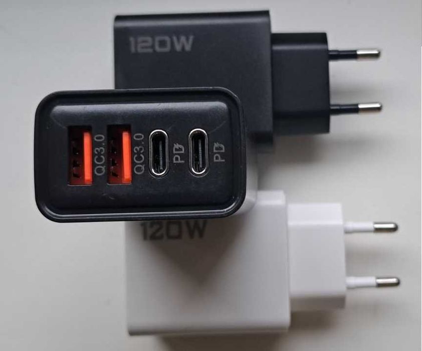Потужні зарядні пристрої телефонів  120W та 240W різноманітні кабелі