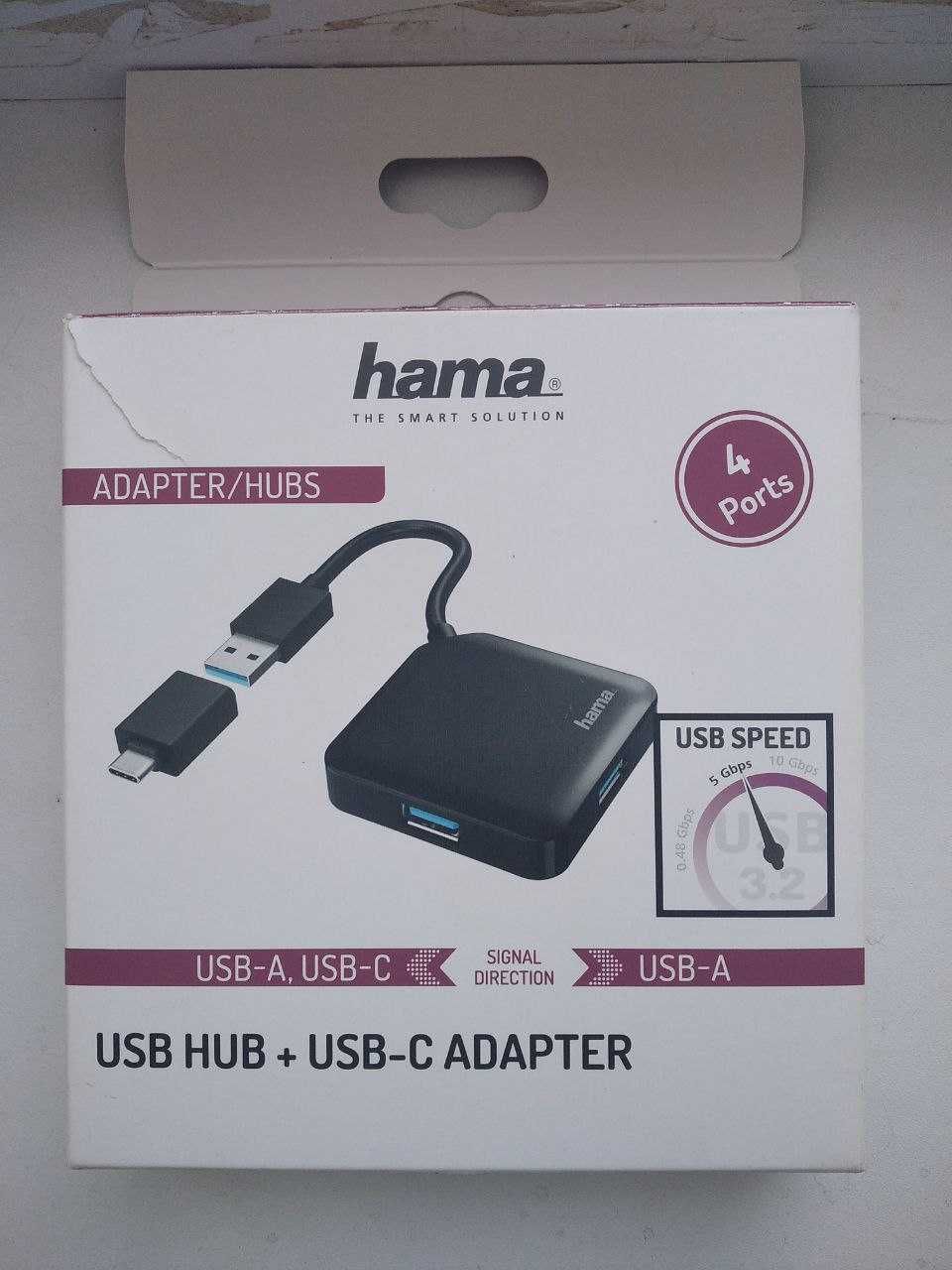 Концентратор USB3.2 USB-C Hama Black