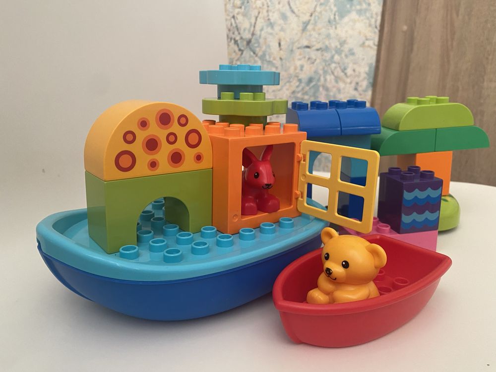 Лего Дупло лодка с лодочкой + доп детали