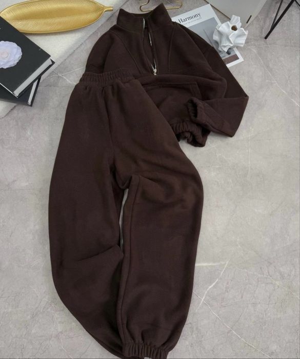 Шоколадний флісовий костюм