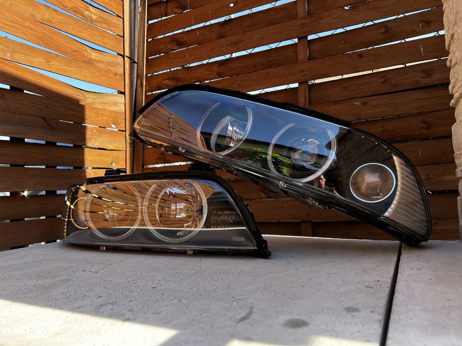 Reflektory Lampy SOCZEWKI H7 BMW 5 E39 Fl Lift Lewy Prawy BLACK RINGI