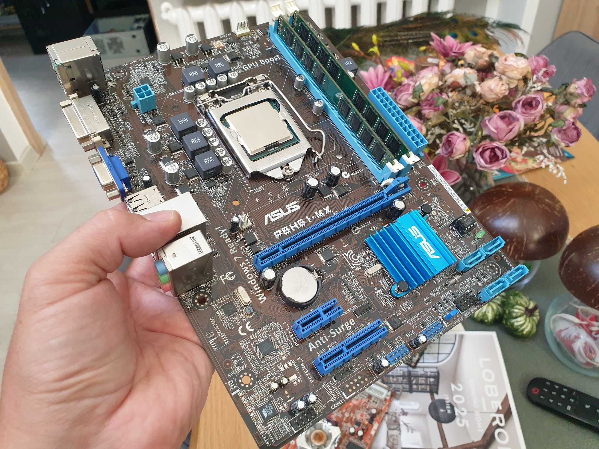 płyta główna Asus p8h61-mx + intel + 8gb ram + chłodzenie socket1155