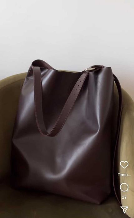 Сумка шкіряна коричнева шоколадна велика