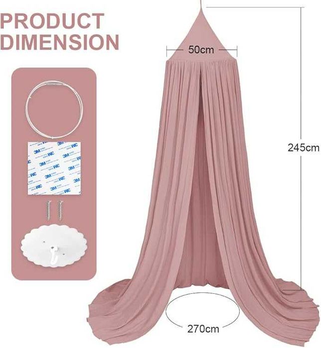 Baldachim do łóżeczka pokoju dziecięcego różowy wiszący tipi