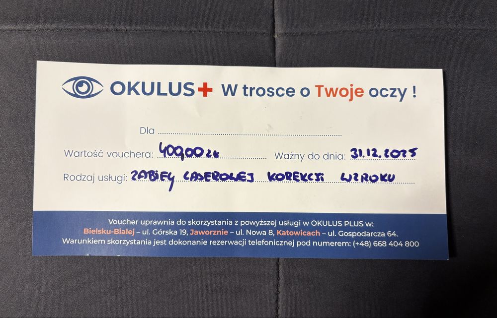 OKULUS voucher na zabieg laserowej korekcji wzroku