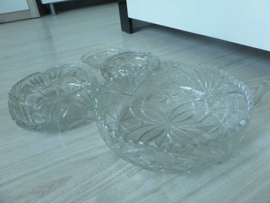 Zestaw kryształów popielniczki misa PRL