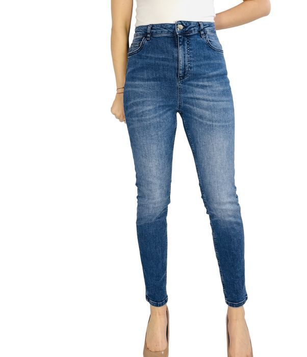 Niebieskie jeansy skinny z wysokim stanem L 40 Savida