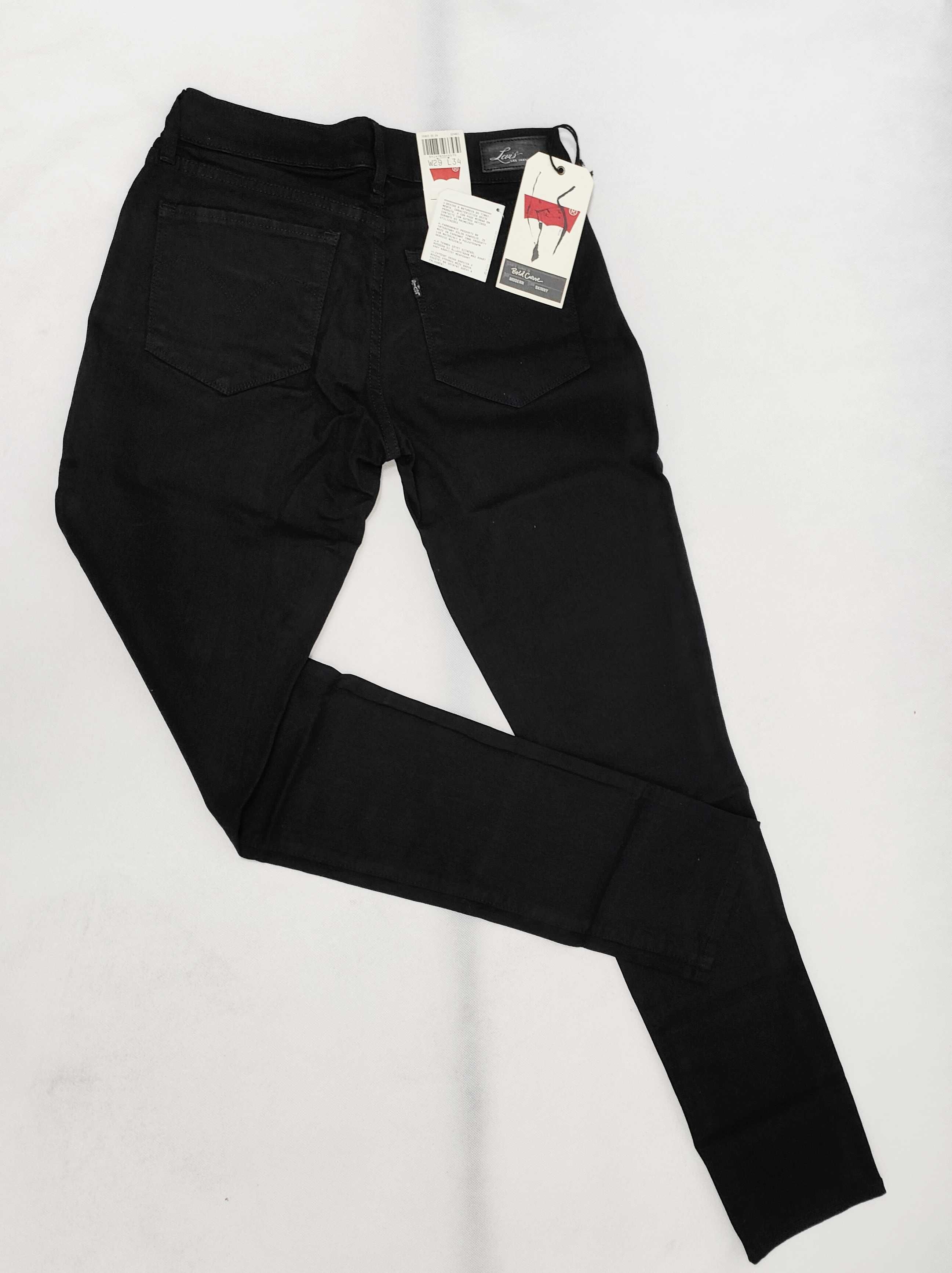 Spodnie damskie proste LEVI'S JEANS dżinsowe czarne W29 L34 M SPL005