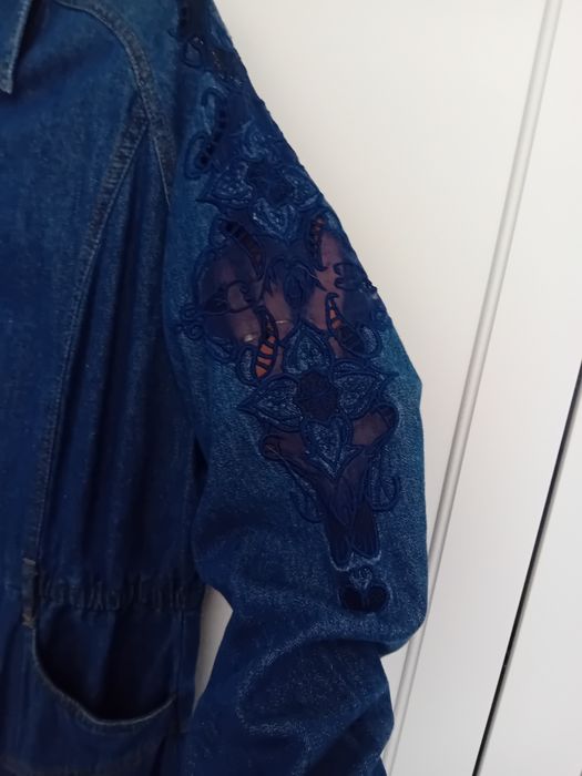 Sukienka jeansowa koronka rękaw