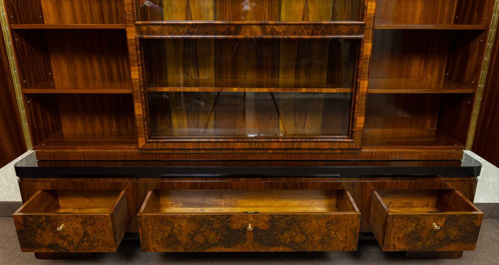 Biblioteka art deco orzech połysk politura stara antyk