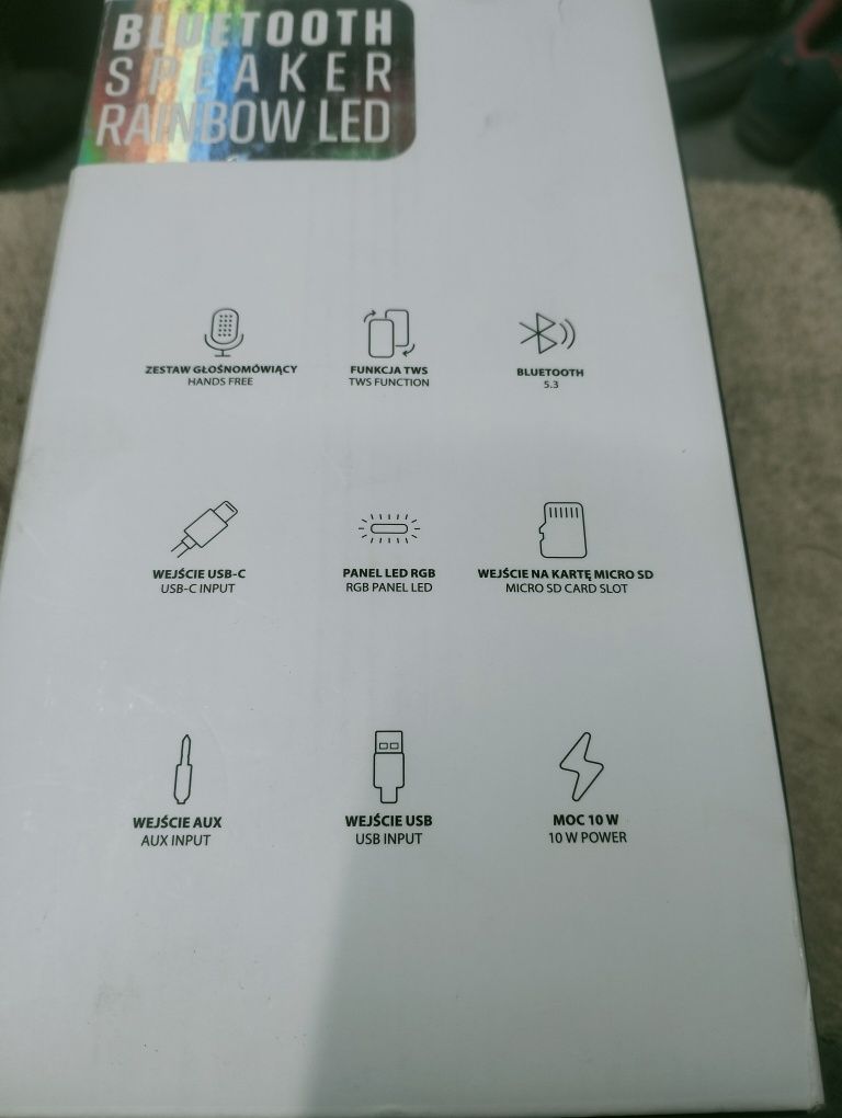 Głośnik bluetooth forever rainbow LED nowy