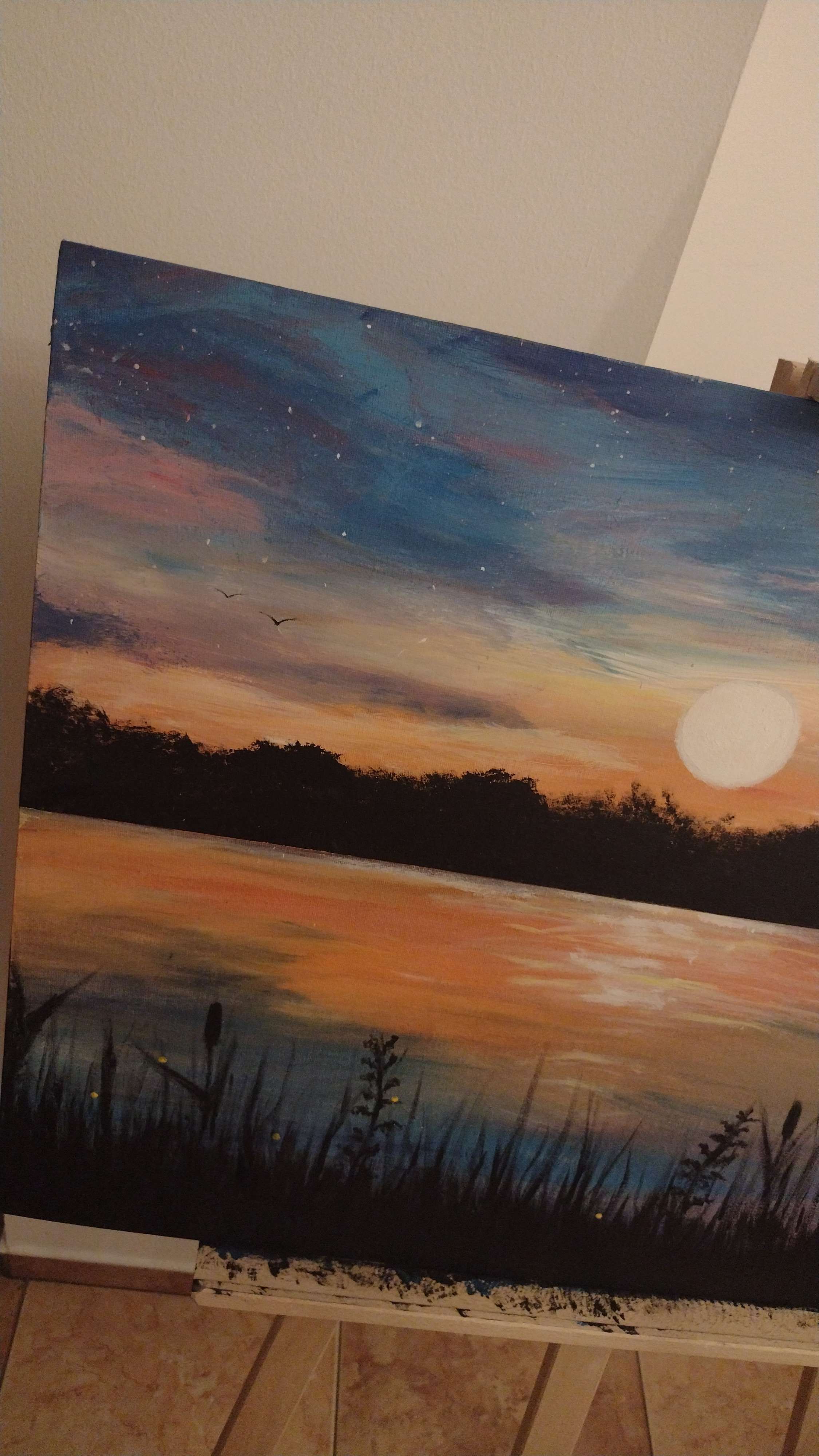 Obraz 50x70 Zachód słońca nad jeziorem