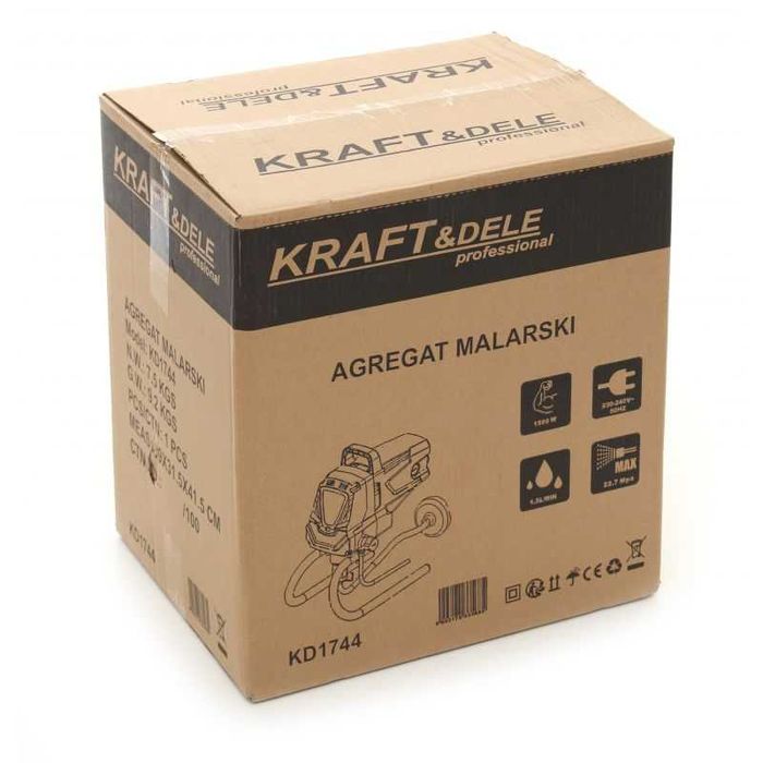 Agregat Malarski Pistolet Hydrodynamiczny 1500W Wąż 10M 1,5 L/min 220