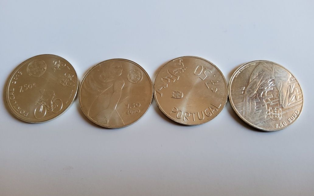 Lote 4 moedas 7,5€ comemorativas