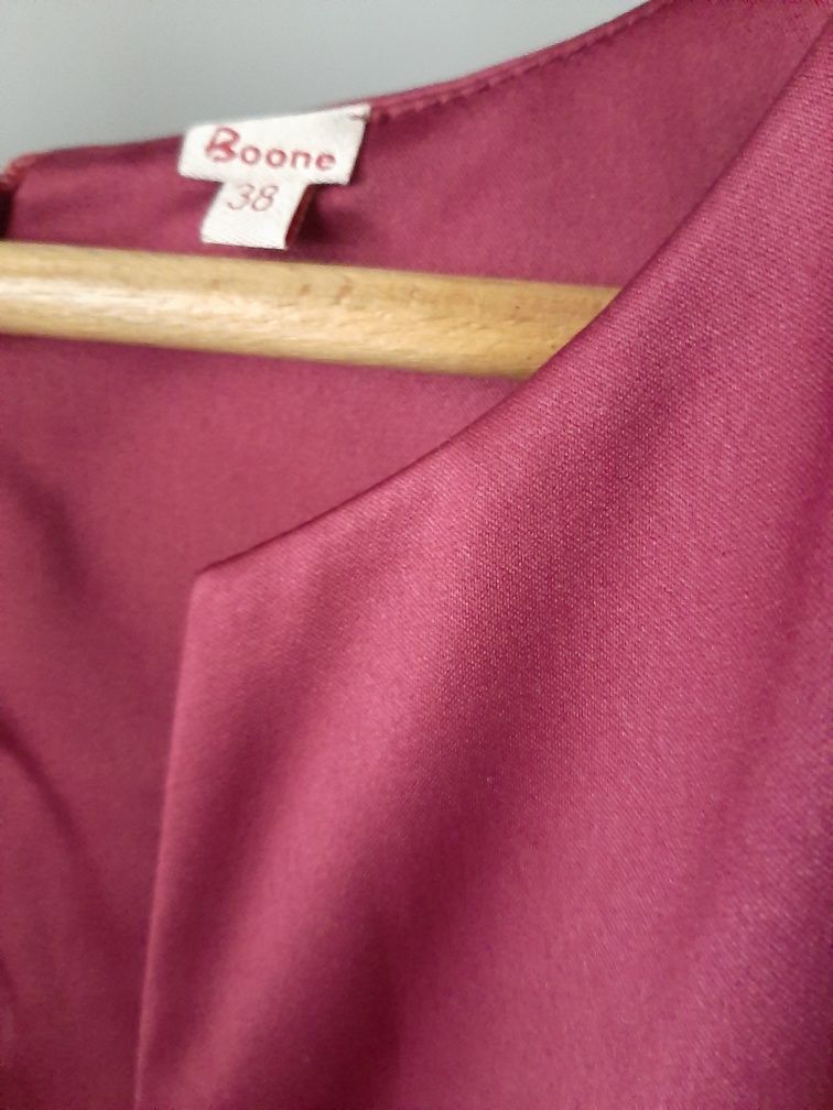 Sukienka fiolet purpurowy Boone super jakość gruba satyna 38