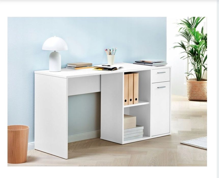 Livarno Home Duże Biurko z szafką białe 145cm