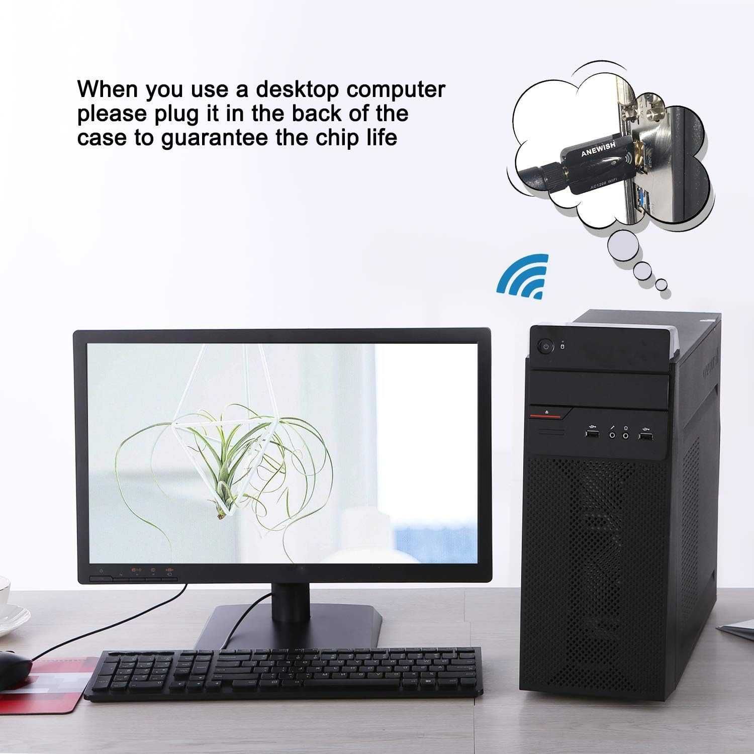Adaptador USB WiFi 1200Mbps Dual Band 2.4/5GHz Antena 5dBi USB 3.0