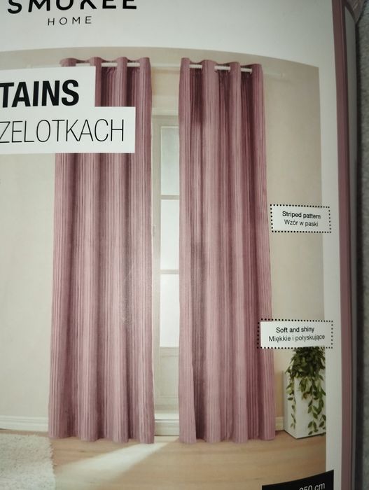 Nowy komplet zasłon na przelotkach kółkach pudrowy róż 235 x 260
