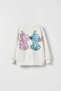 Zara biała bluza Lilo&stitch j.nowa 164