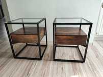 2 Szafki nocne loft ze szkłem zestaw