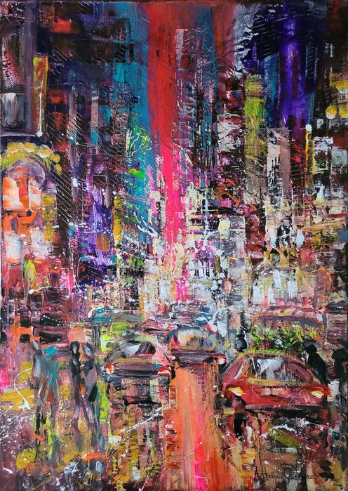 Nowy obraz olejny 70x50 Anna Werpachowska "POCZĄTEK WEEKENDU"