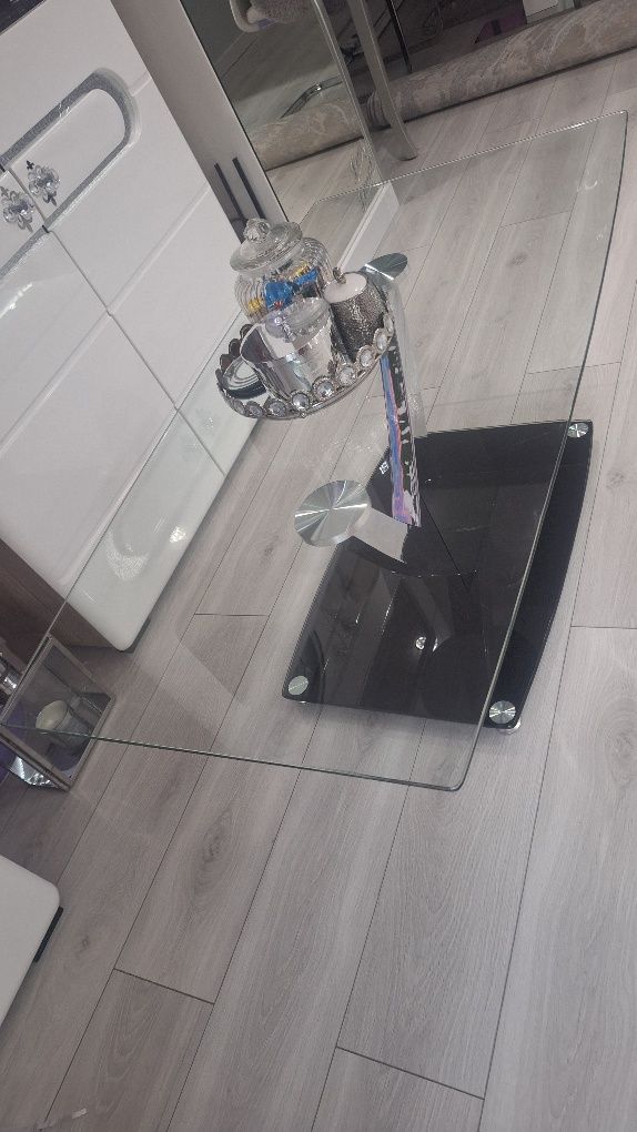 Stolik kawowy szklany ława pokojowa do salonu 120x65 glamour