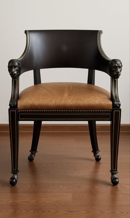 Крісло вінтажне, декор ЛАТУНЬ, ШКІРА